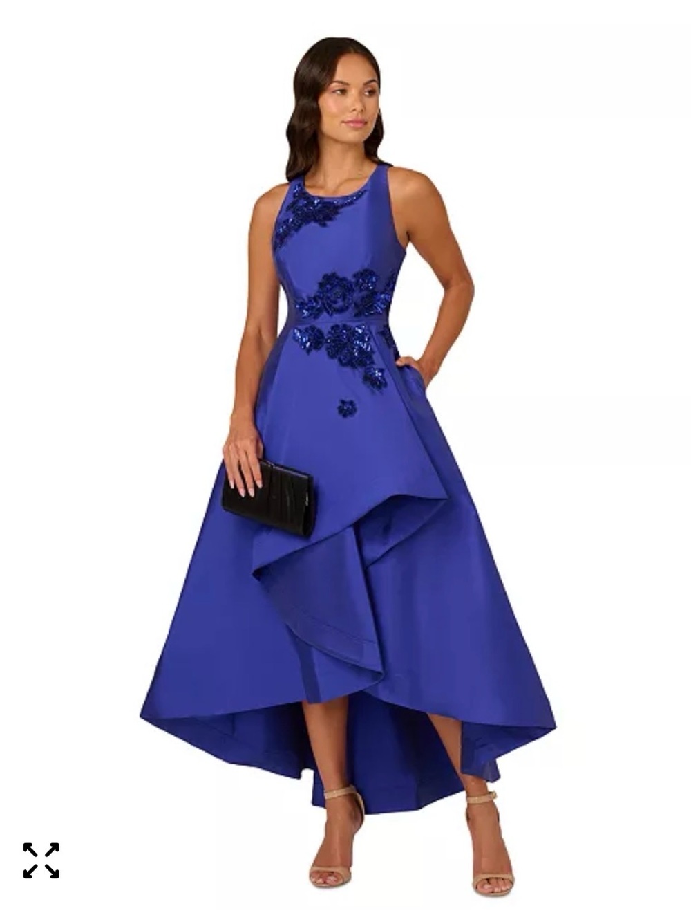 Elegant Royal Blue High-Low Fit & Flare Evening Dress